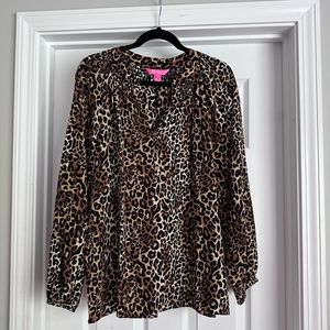 Lilly Pulitzer Elsa Silk Top- LEOPARD
